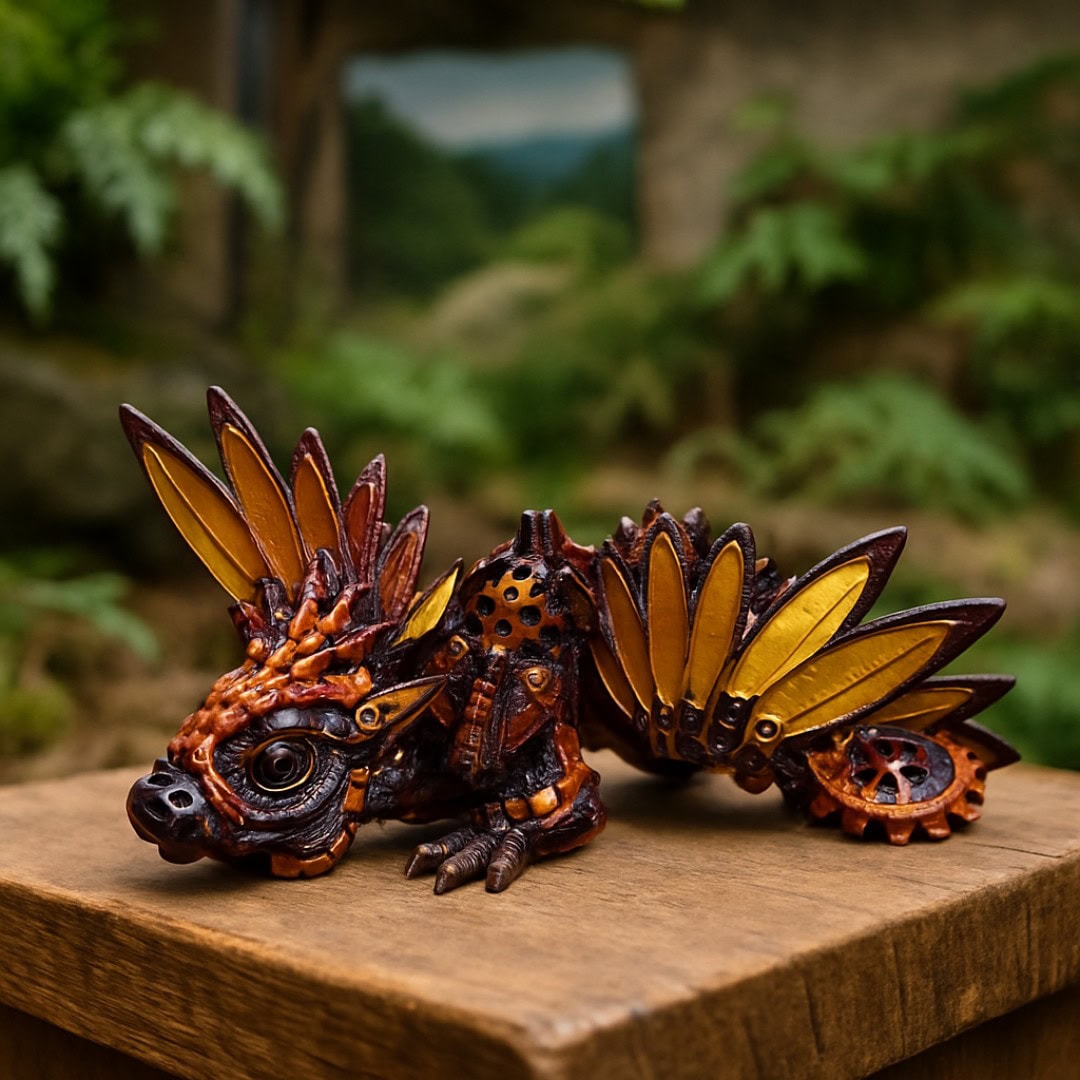 3D Winged Steampunk baby dragon