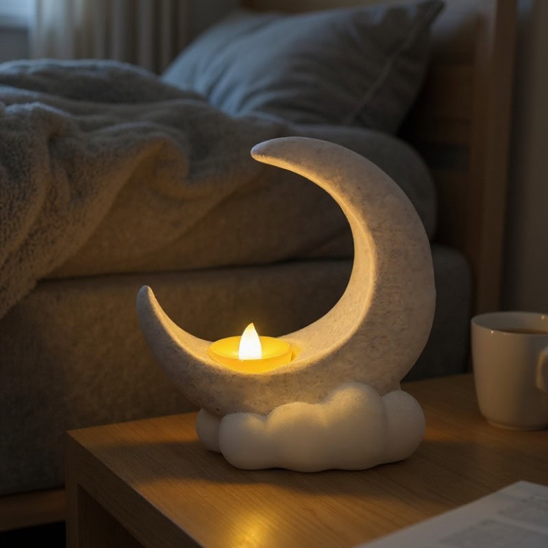 dec-Crescent Moon LED Candle Holder